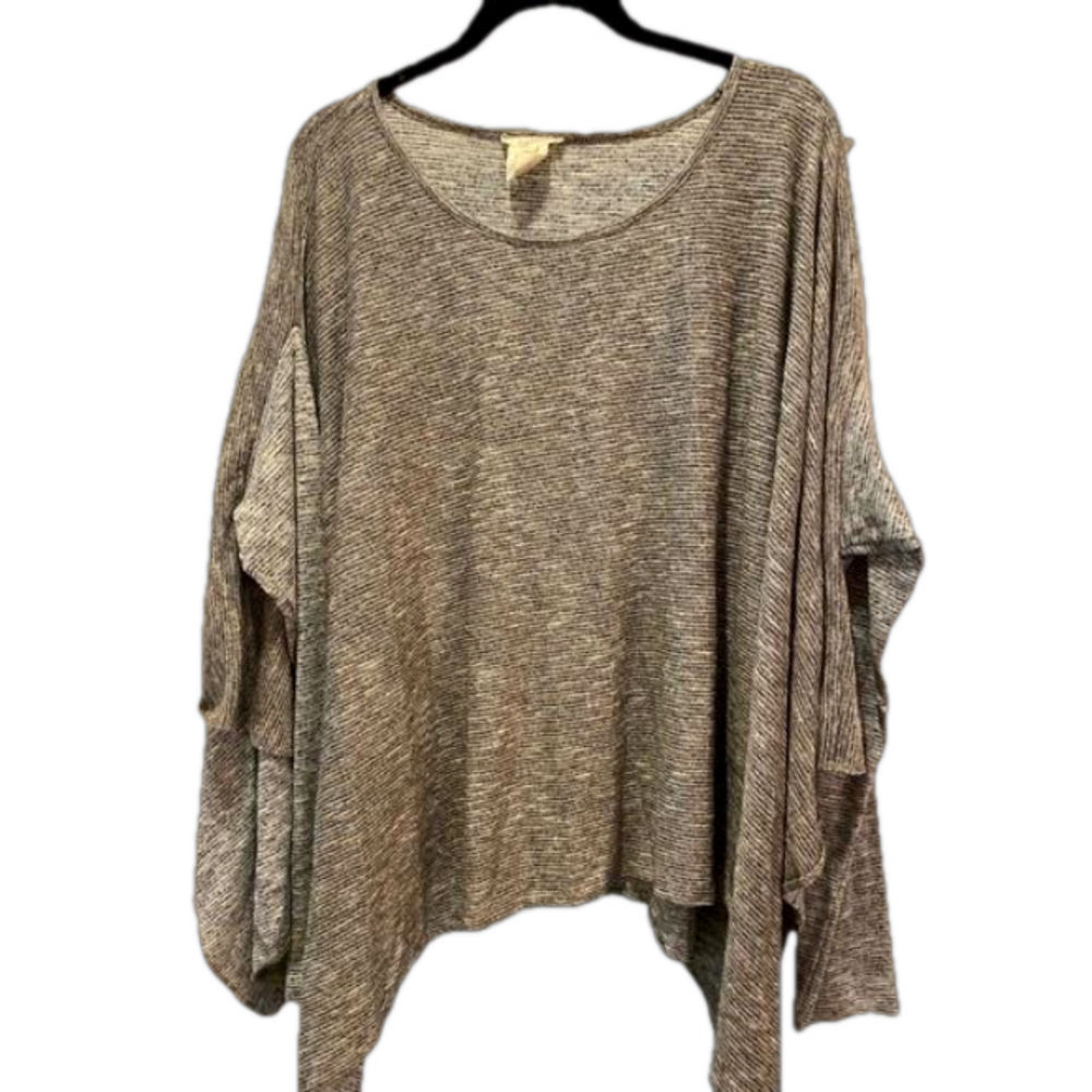 Mystree Heathered Gray Space Dye Dolman Knit Top Size Large 🤍